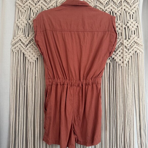 Abercrombie & Fitch Rust Linen Blend Utility Romper Women’s Size XS GUC - Picture 4 of 5